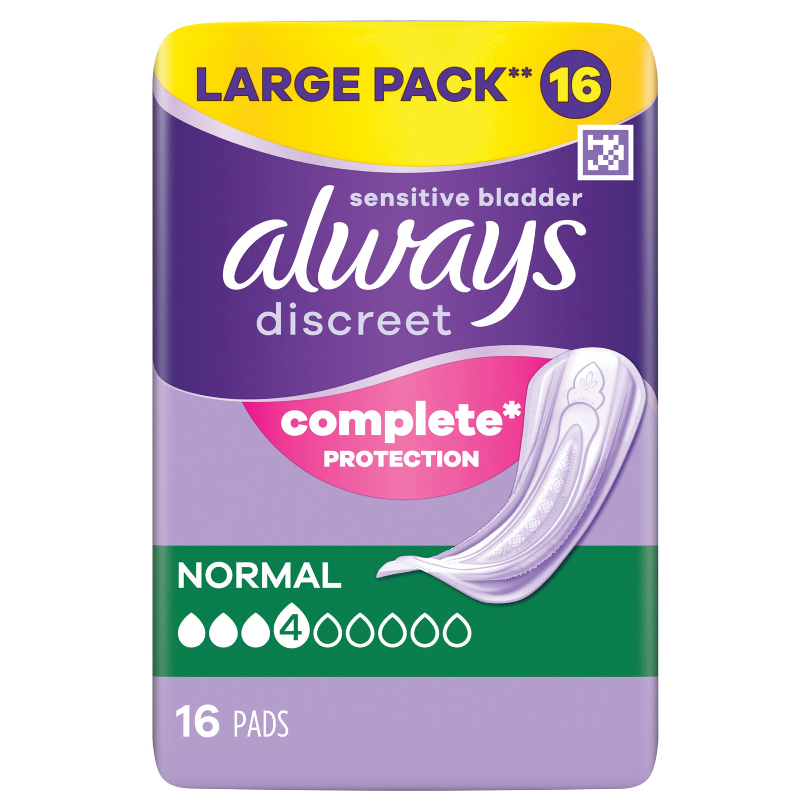Always Discreet Complete Protection Pads Normal 16pk