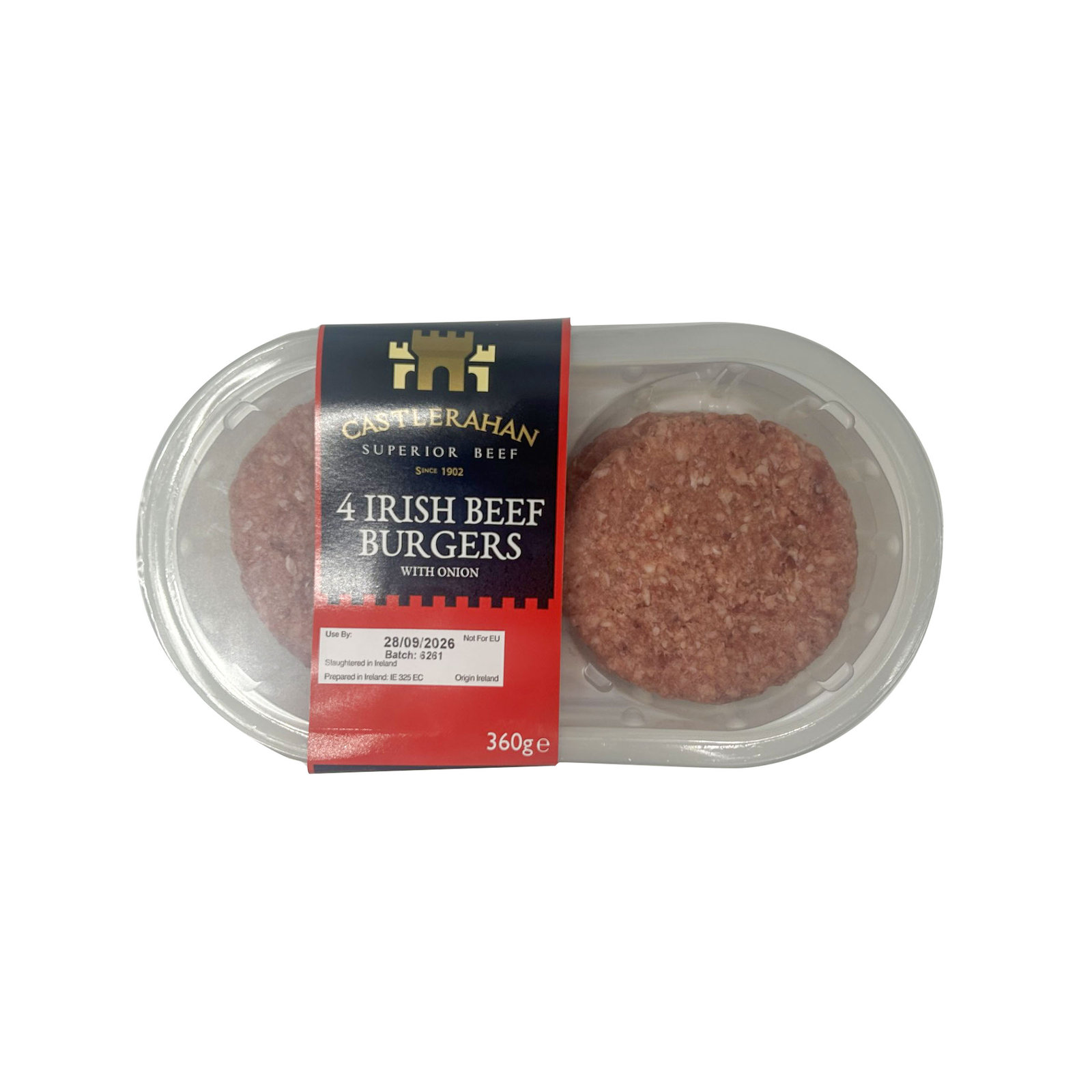 Castlerahan 4 Irish Beef Burgers with Onion 360g