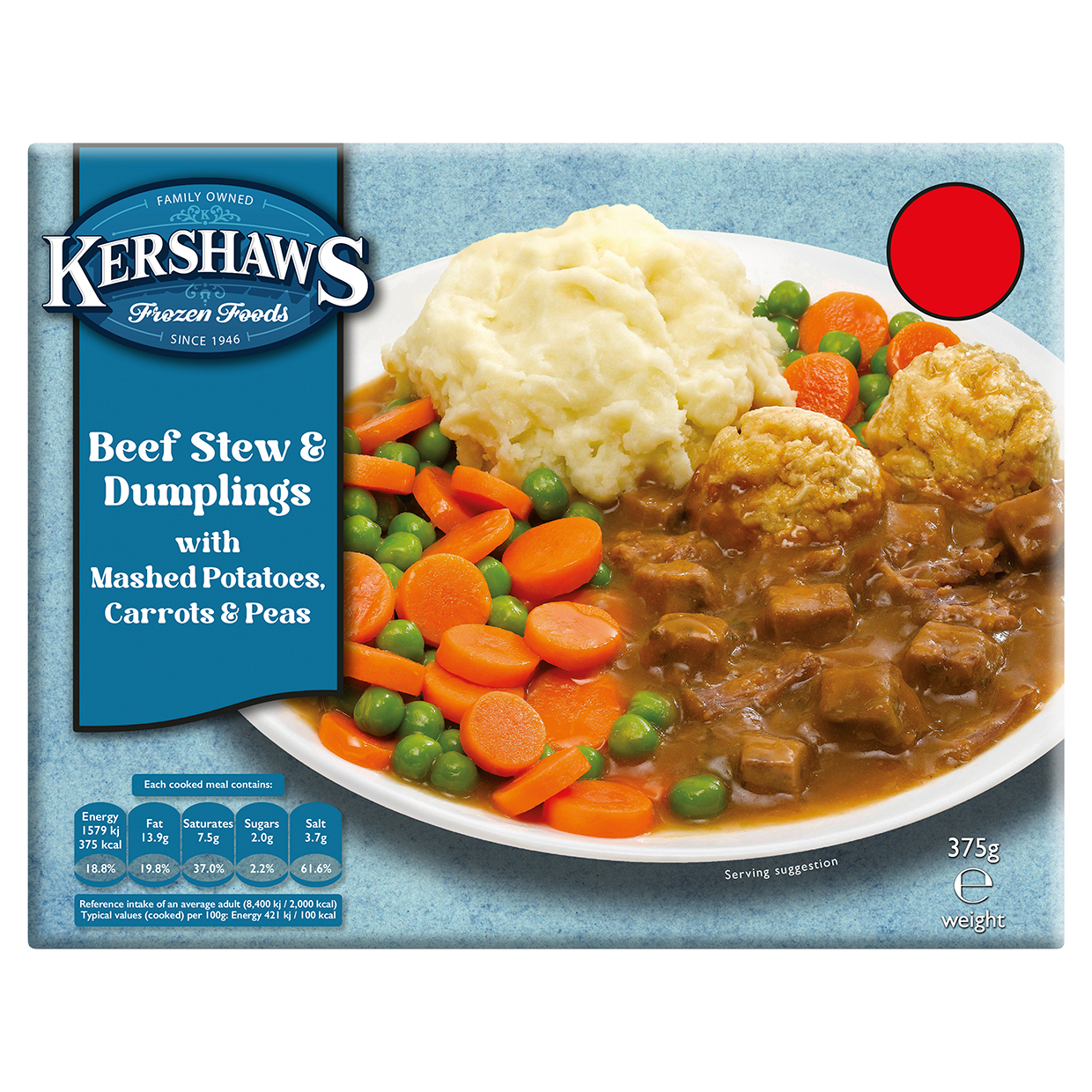 Kershaws Beef Stew & Dumplings (PMP £2.85) 375g