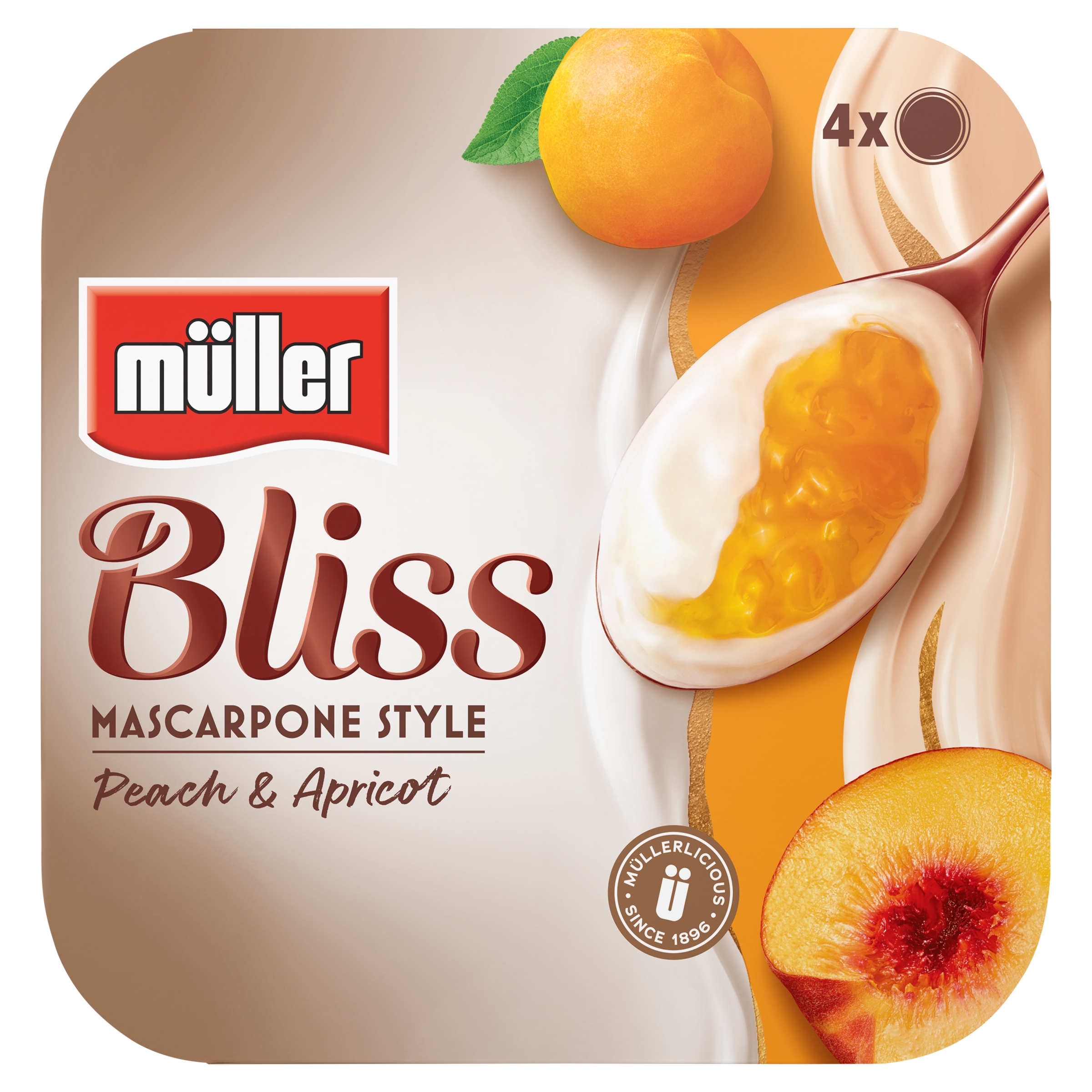 Muller Bliss Mascarpone Peach & Apricot 4×110g