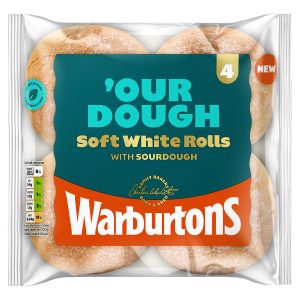 Warburtons Ourdough Soft White Rolls 4pk