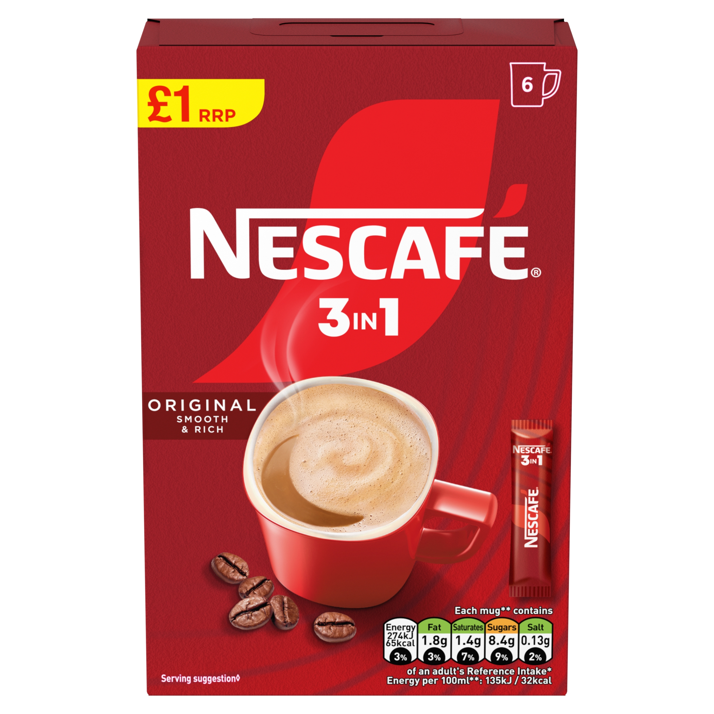 Nescafe Original 3 in 1 PMP (£1) 6×16g