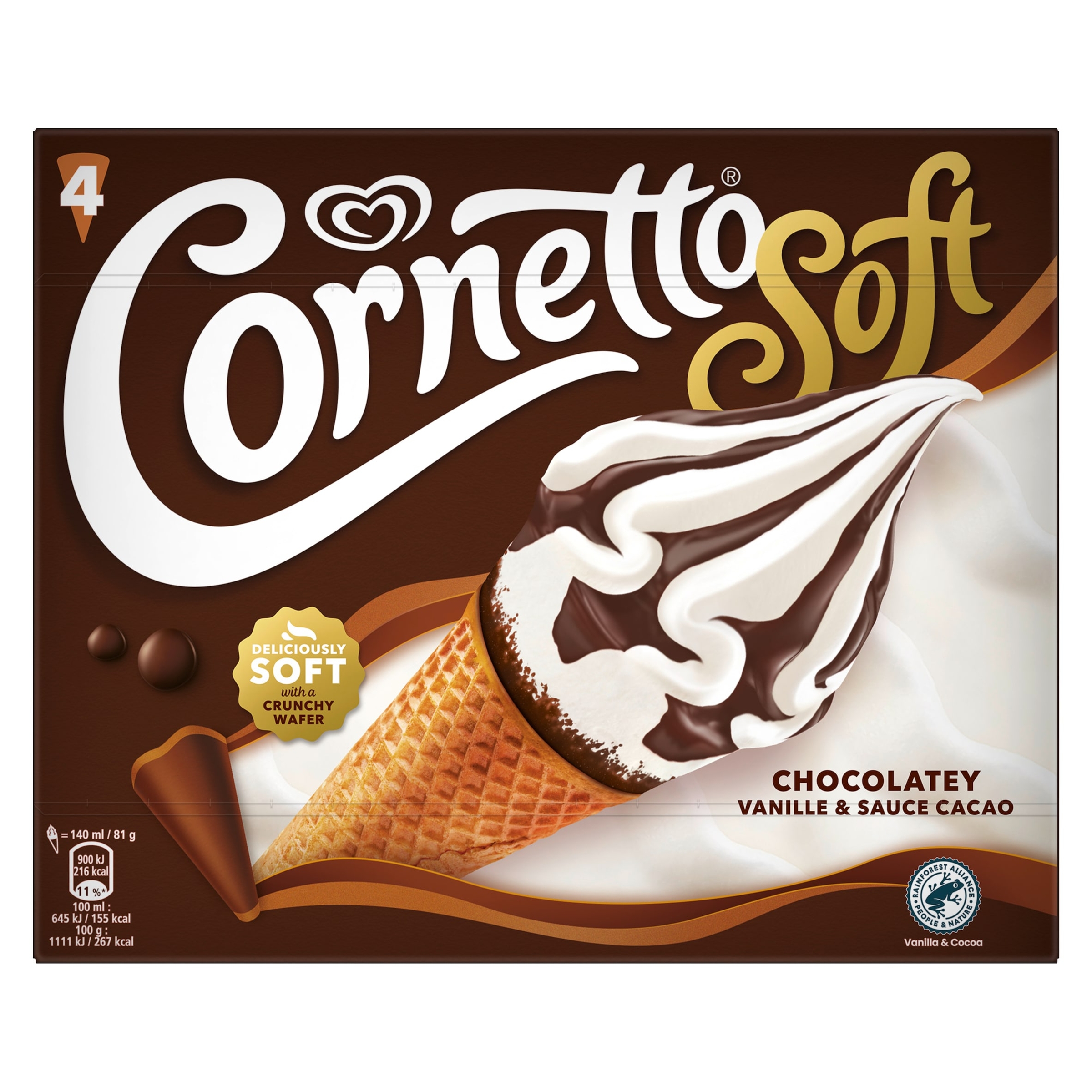 Cornetto Soft Chocolatey 4×140ml